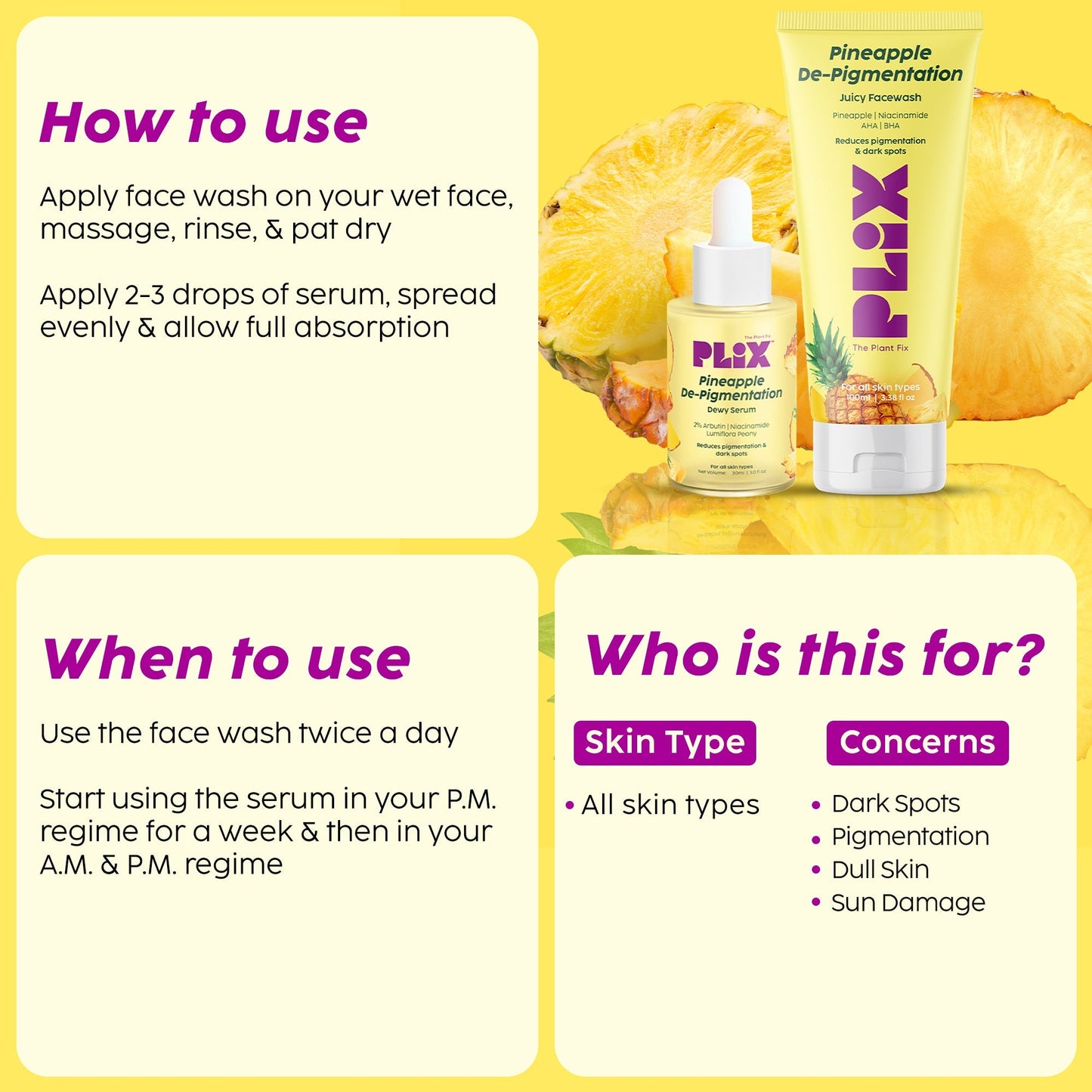 Pineapple De-Pigmentation Face Wash and Serum Combo-Combo