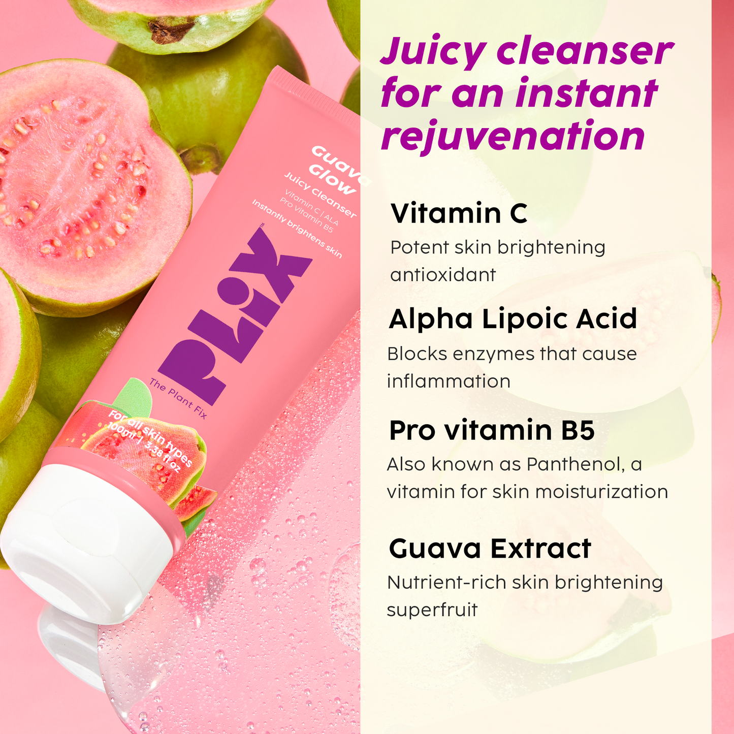 Guava Glow Juicy Cleanser For Skin Brightening With Vitamin C