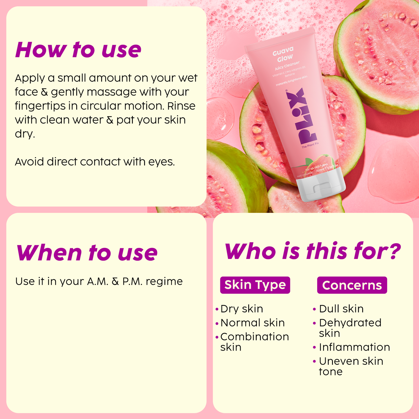 Guava Glow Juicy Cleanser For Skin Brightening With Vitamin C